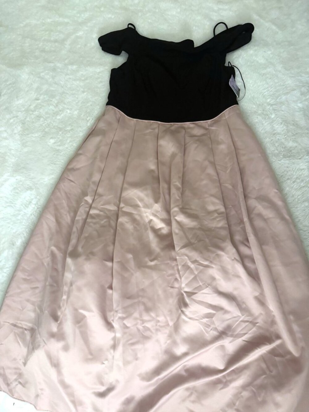 Nightway Woman Black & Blush Off-Shoulder Gown 18W